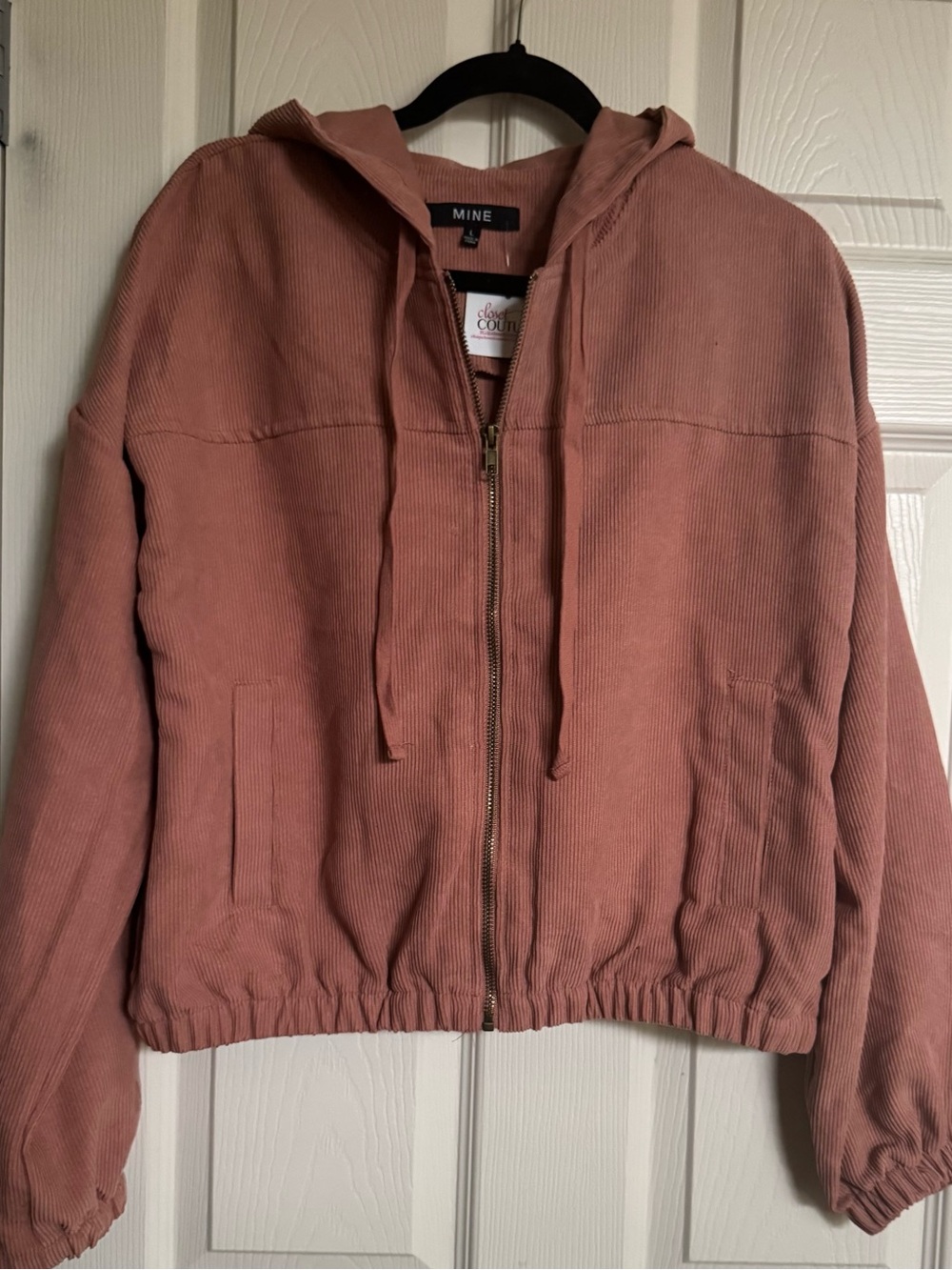 NWT MINE Rust Corduroy Hooded Zip Bomber Jacket, Various Sizes